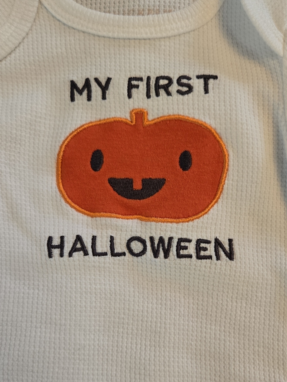 Chick Pea My First Halloween Pumpkin Long Sleeve Waffle Knit Onesie